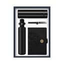 SET REGALO TACCUINO IN PELLE BOTTIGLIA CON LED OMBRELLO E PENNA  