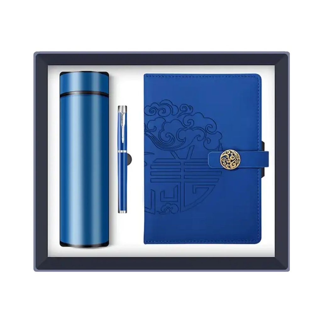 SET REGALO TACCUINO IN PELLE BOTTIGLIA CON LED E PENNA  