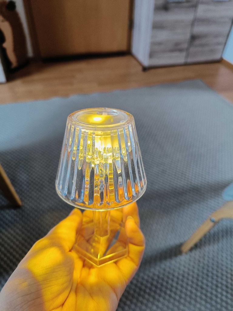  Mini lampada da tavolo a LED, luce bianca calda, effetto cristallo