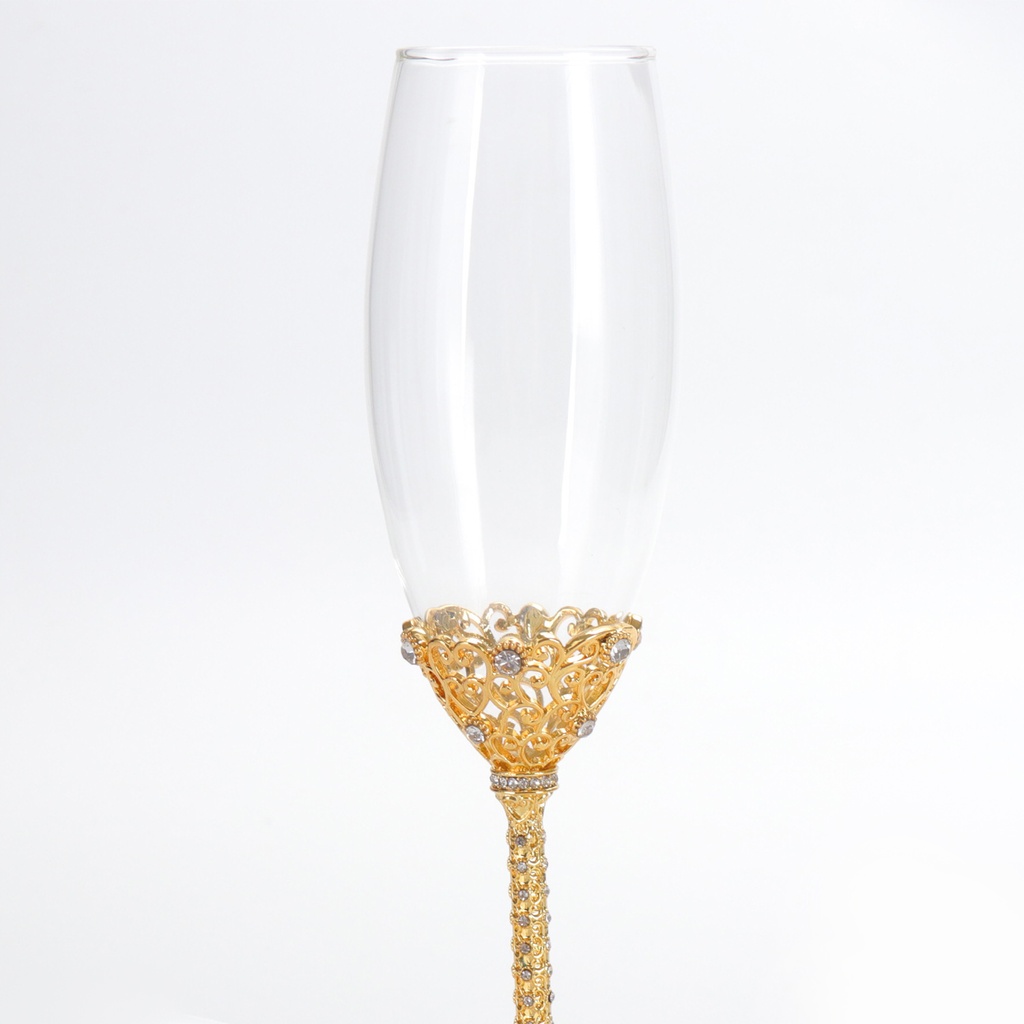 FLUTE CHAMPAGNE CON MOTIVO CRISTALLI ORO