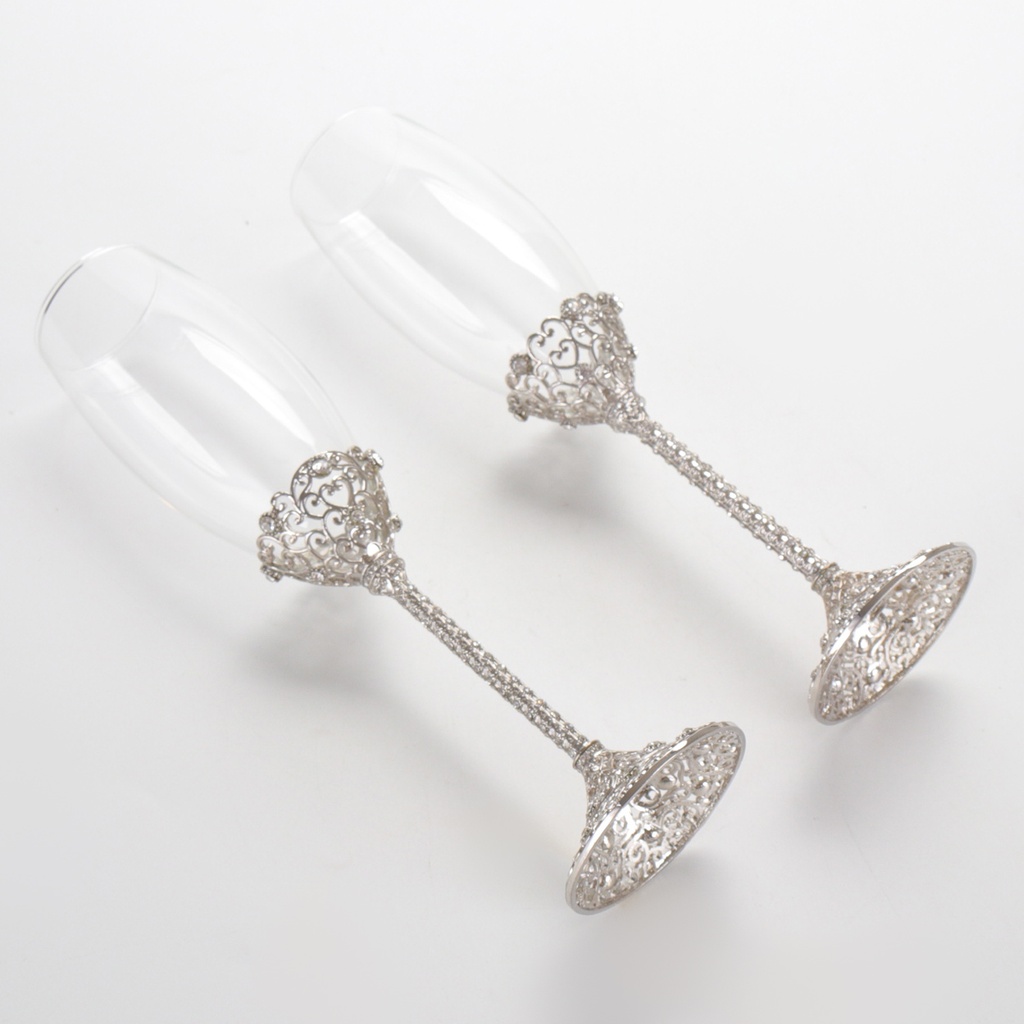 FLUTE CHAMPAGNE CON MOTIVO CRISTALLI ARGENTO