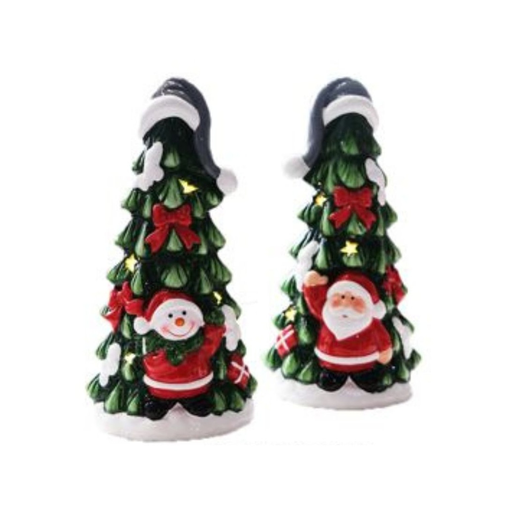 [55-xcm2c95] ALBERO DI NATALE CON BABBO NATALE E PUPAZZO DI NEVE DA APPOGGIO