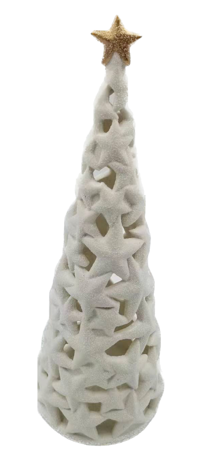 [158-ycl150230] ALBERO DI NATALE SAGOMATO FORMA STELLE BASE BIANCA PORCELLANA