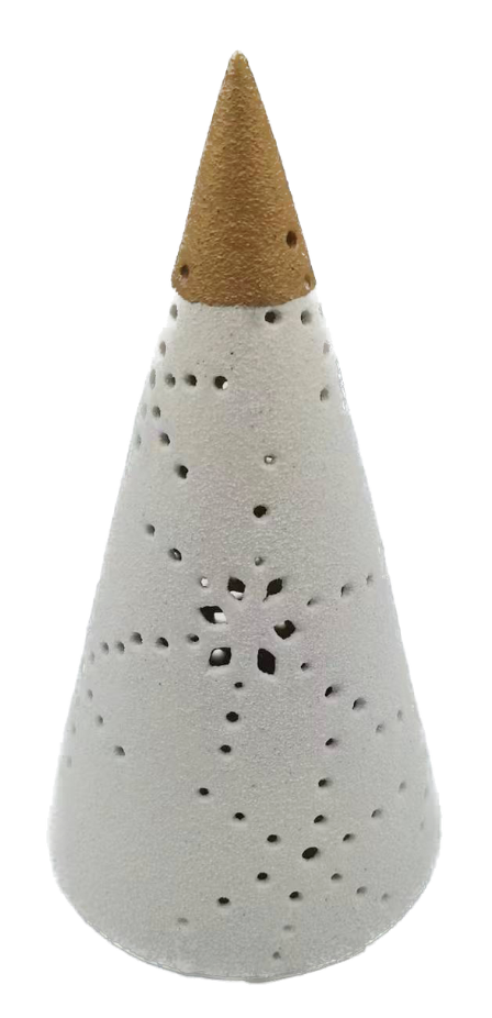 [158-ycl180149] ALBERO DI NATALE STILIZZATO BASE BIANCA TRAFORATO PORCELLANA 