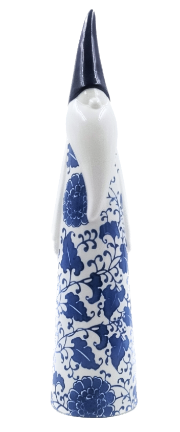 [159-2302L] BABBO NATALE ALTO STILIZZATO CON DECORO E  CAPPELLO PORCELLANA