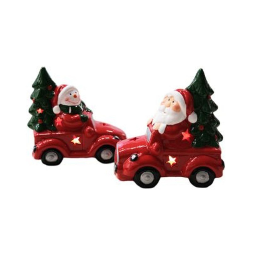 [55-XCN2C98] BABBO NATALE E PUPAZZO DI NEVE SU MACCHINA CON LED