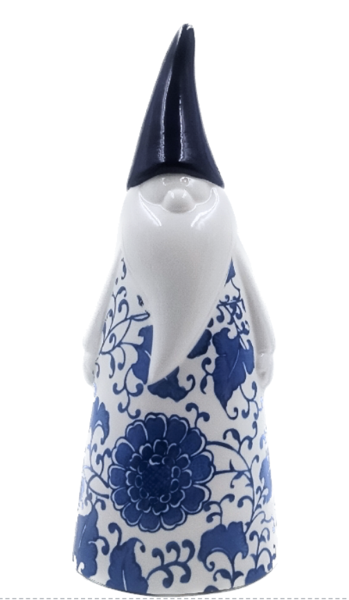 [159-2304L] BABBO NATALE LARGO STILIZZATO  CON DECORO E CAPPELLO PORCELLANA