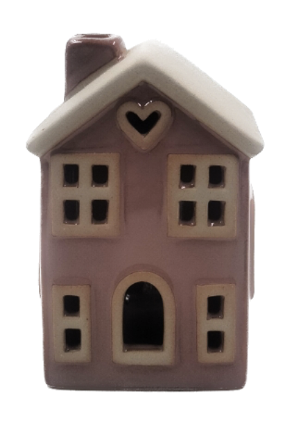 [159-G22140-2] CASETTA NATALIZIA CON LUCE LED PICCOLA BICOLORE PORCELLANA 