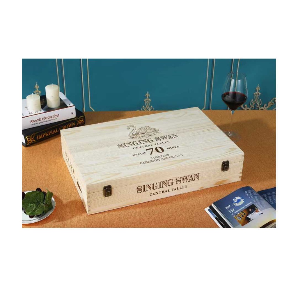 Cassetta per 6 bottiglie di vino scatola personalizzabile in legno di pino