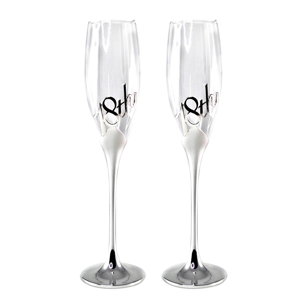 [03-CG020] FLUTE CHAMPAGNE NUMERO 18, DICIOTTESIMO COMPLEANNO 