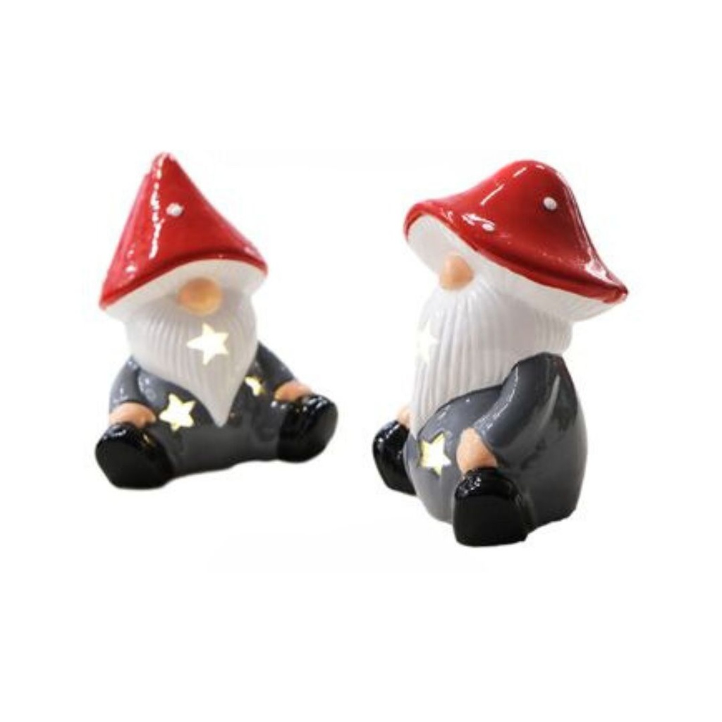 [55-XCM2C97] GNOMO NATALIZIO CON CAPPELLO A FORMA DI FUNGO CON LED 