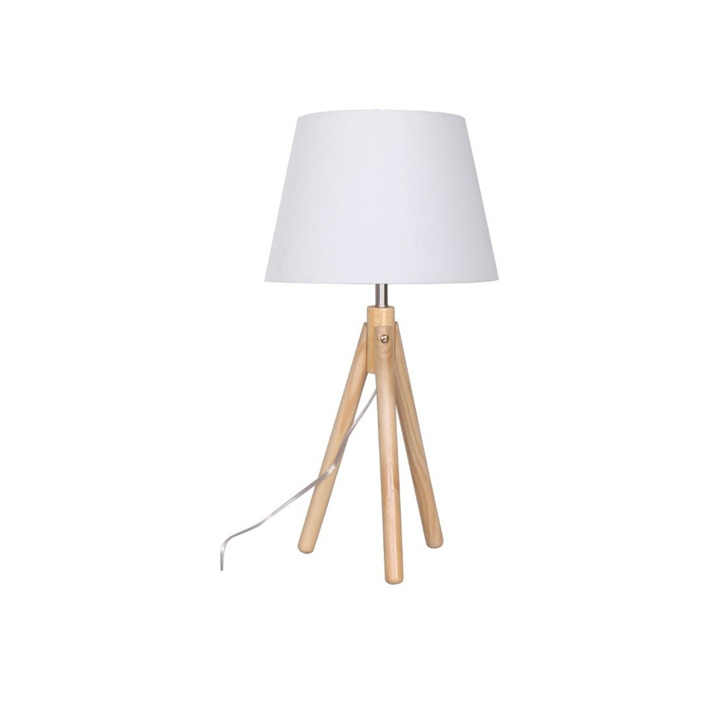 [119-ML23470704] LAMPADA  DA TAVOLO IN LEGNO CON PARALUME IN TESSUTO