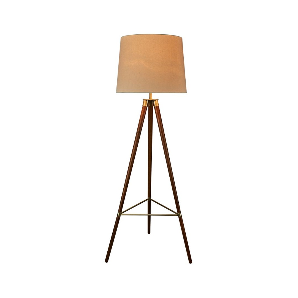 [119-ML 1730631] LAMPADA  DA TAVOLO IN LEGNO CON PARALUME IN TESSUTO MARRONE