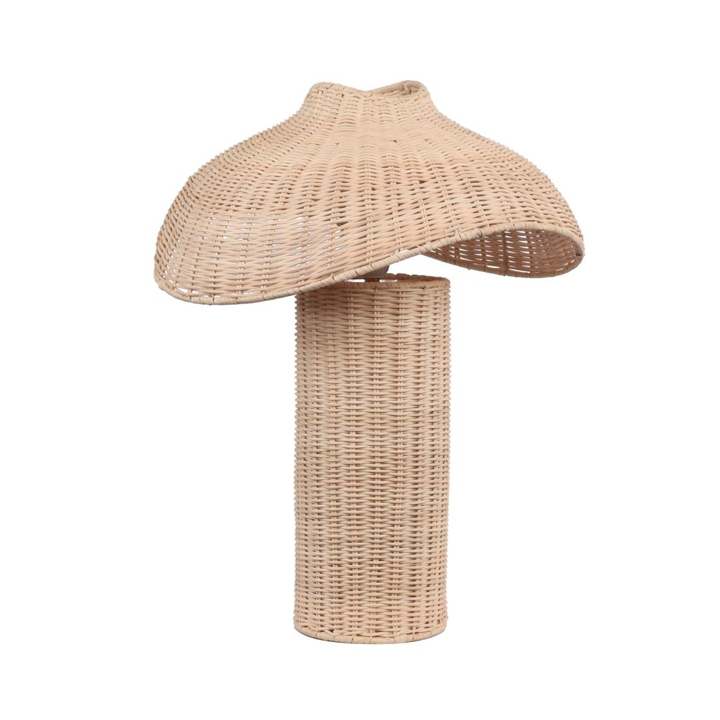 [119-ML2346829] LAMPADA  DA TAVOLO IN RATTAN CON PARALUME A CUPOLA