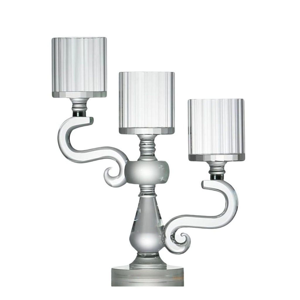 [06-SH-1912] PORTA CANDELE 3 BRACCI IN CRISTALLO 