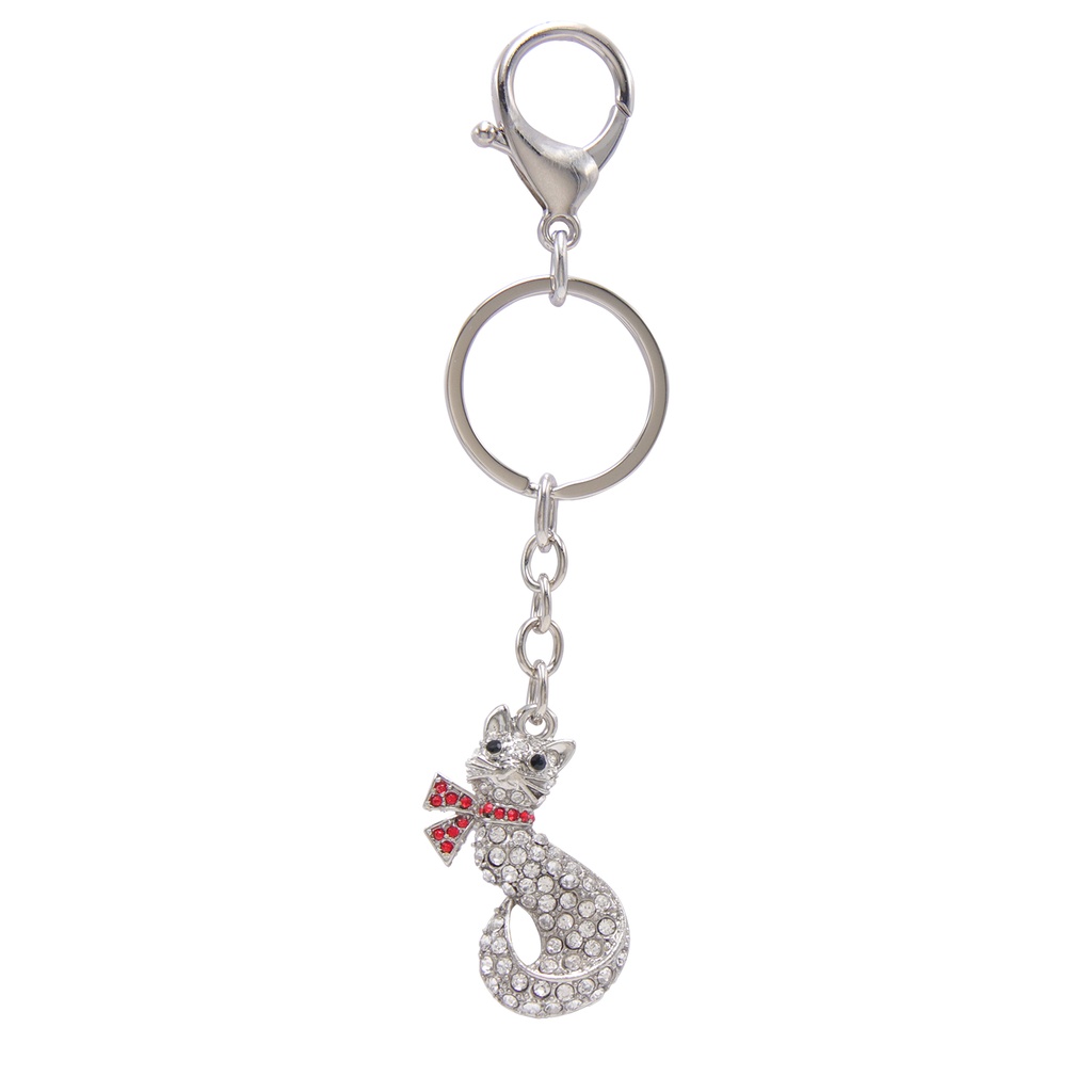 PORTACHIAVI CRYSTAL CAT IN RED