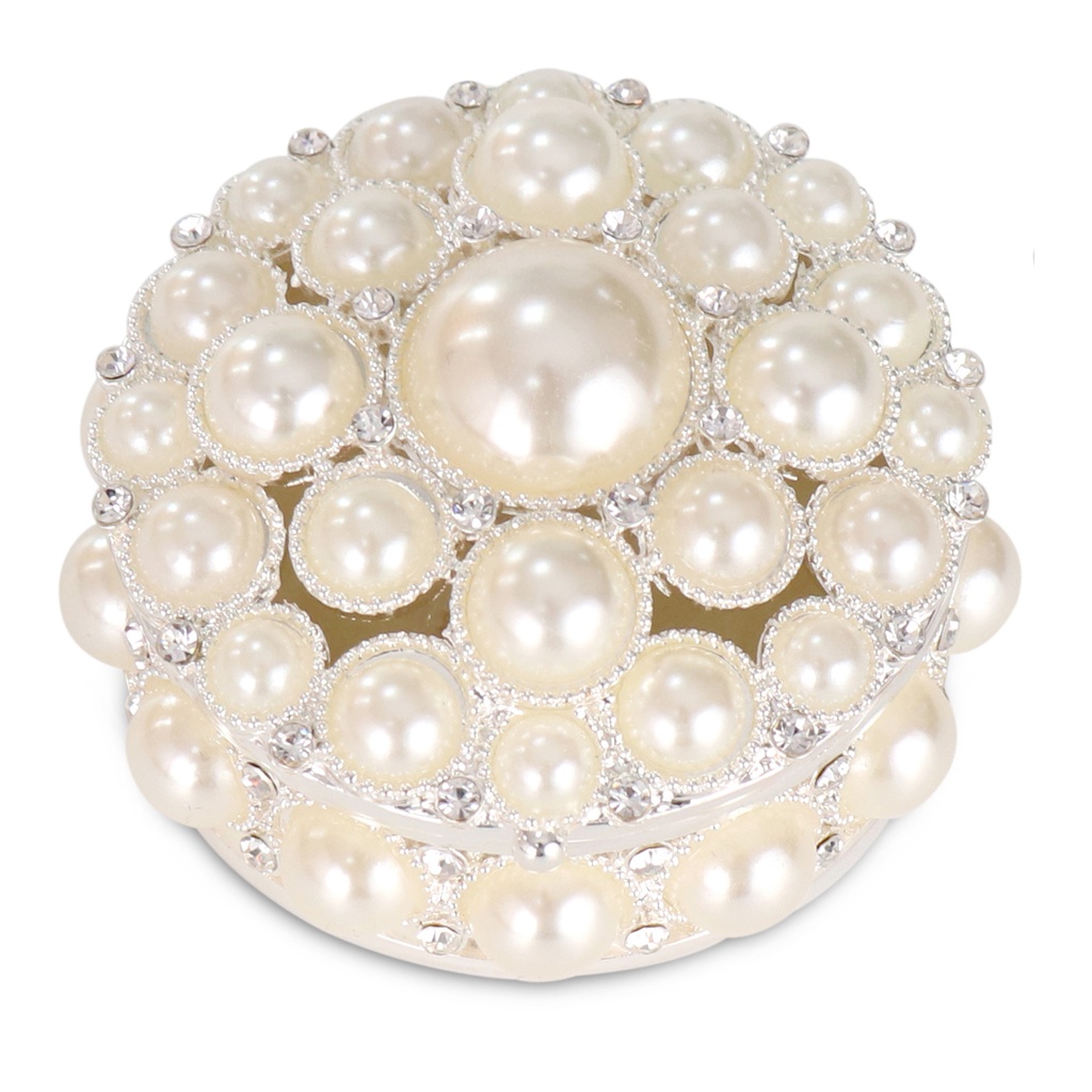 [03-JB2376] PORTAOGGETTI TONDO PERLE E PERLA CENTRALE