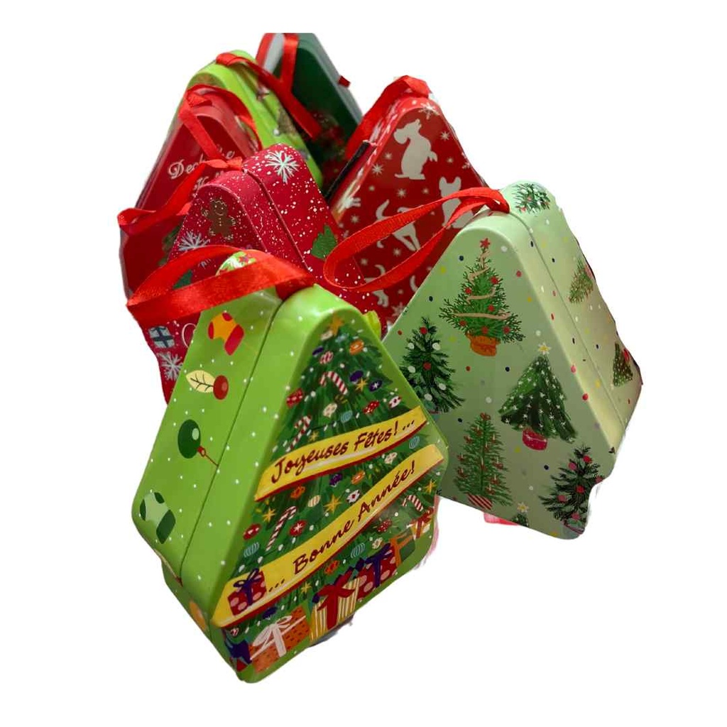 Palline Alberello di Natale Box Latta per dolci, caramelle, scatola regalo natalizia