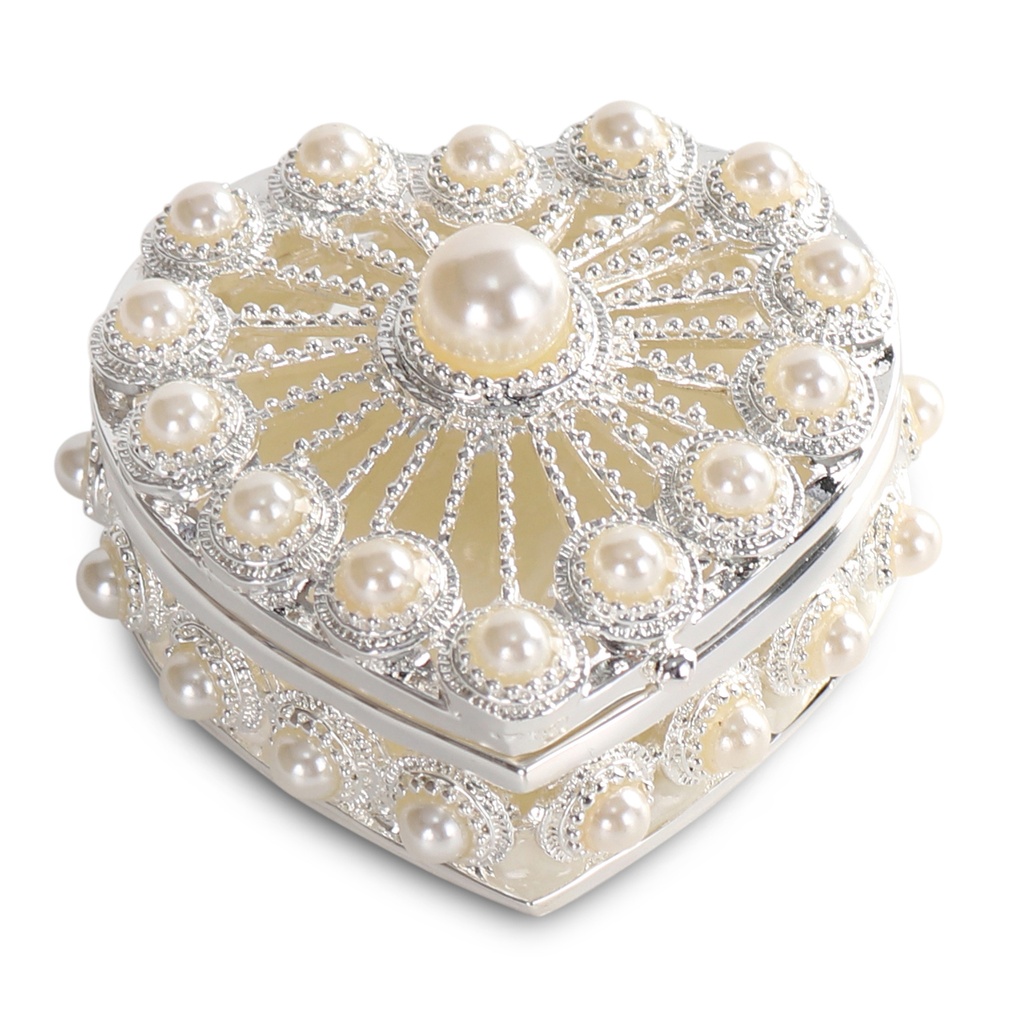 [03-JB0682] SCATOLA PER GIOIELLI CON CUORE CON PERLA CENTRALE