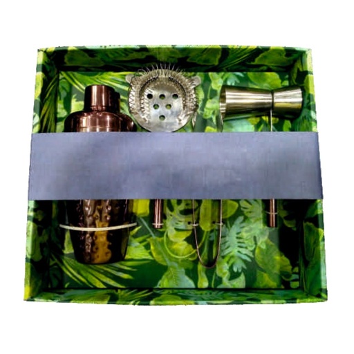 [ALM-556-GR] SET COCKTAIL SHAKER ACCIAIO  CON BOX  