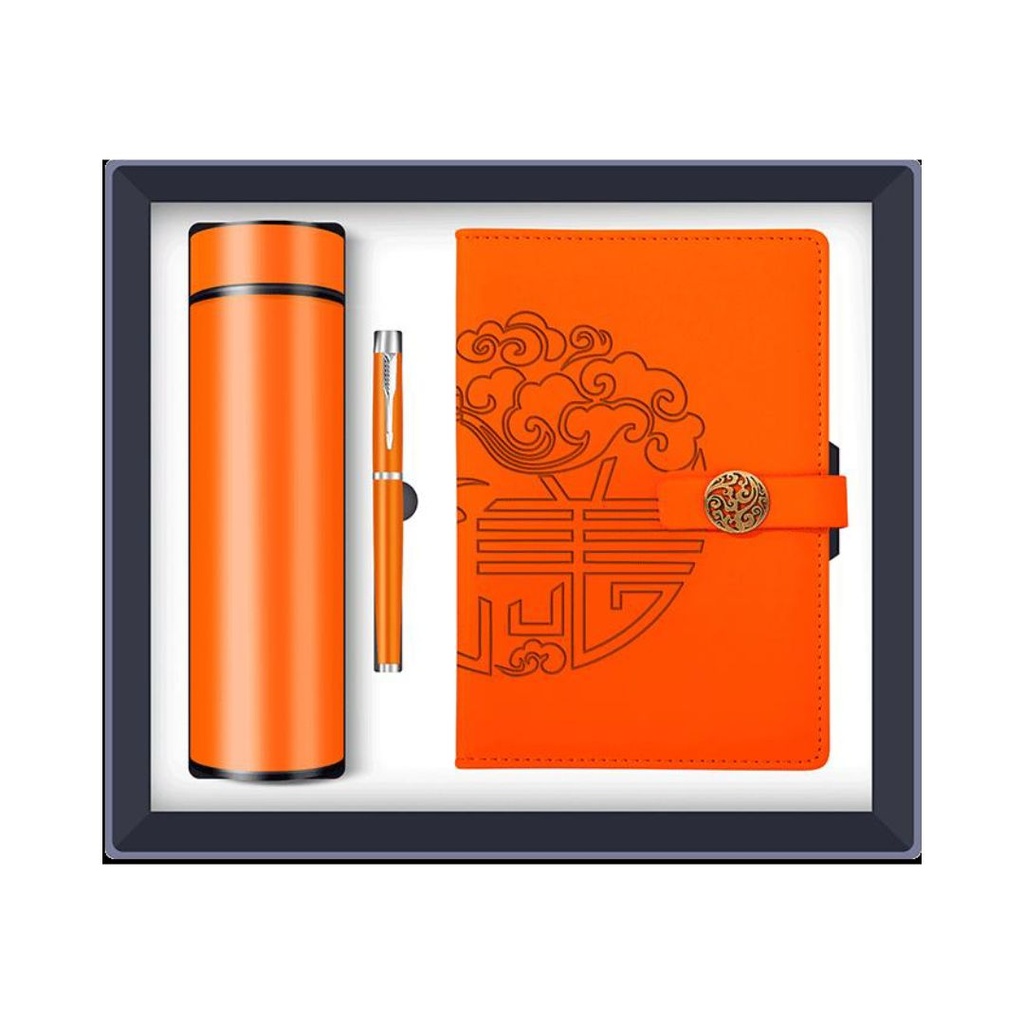 SET REGALO TACCUINO IN PELLE BOTTIGLIA CON LED E PENNA  