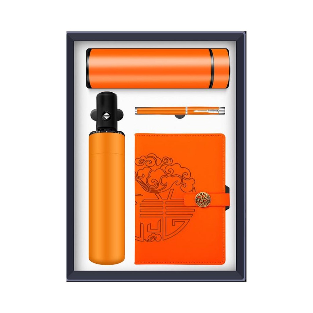 [TGC21-4] SET REGALO TACCUINO IN PELLE BOTTIGLIA CON LED OMBRELLO E PENNA  