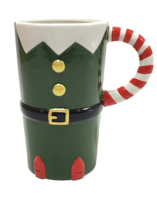 [164-W230294-1] TAZZA NATALIZIA ELFO CON MANICO PORCELLANA