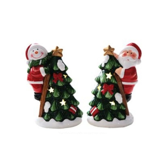 [55-xcm2c95] ALBERO DI NATALE CON BABBO NATALE E PUPAZZO DI NEVE DA APPOGGIO