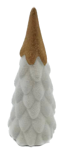 [158-ycl180590-3] ALBERO DI NATALE SAGOMATO BASE BIANCA CON PUNTA COLORE ORO PORCELLANA 