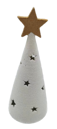 [158-ycl160320] ALBERO DI NATALE STILIZZATO MONOCOLORE PANNA CON STELLA  PORCELLANA 