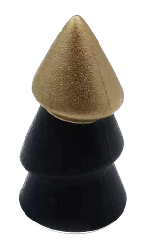 [158-ycl19a001] ALBERO DI NATALE STILIZZATO PICCOLO MONOCOLORE NERO CON PUNTA COLORE ORO PORCELLANA 
