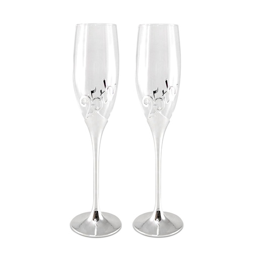 FLUTE DA CHAMPAGNE CON NUMERI DA ANNIVERSARIO MATRIMONIO (25° e 50°)