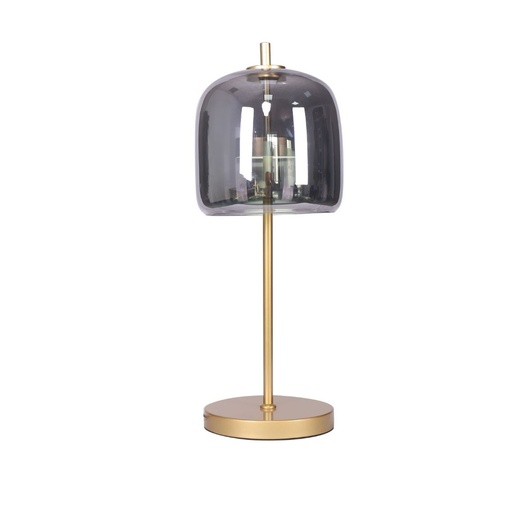 [119-ML2346963] LAMPADA  TAVOLO CON BASE IN ACCIAIO E PARALUME IN VETRO