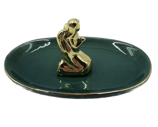 [158-ycl14013-180565] PIATTO DA PORTATA PORCELLANA CON PARTICOLARE ANGELO COLORE ORO