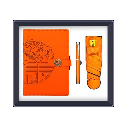 [TGC22-3] SET REGALO TACCUINO IN PELLE BOTTIGLIA CON LED OMBRELLO E PENNA   