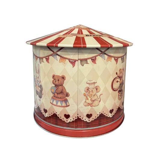Scatola circo di Natale Box Latta per dolci, torroni, scatola regalo natalizia