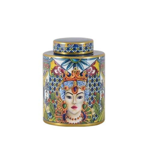 [JCD-15609MB] Scatola in ceramica colorata Cleopatra 